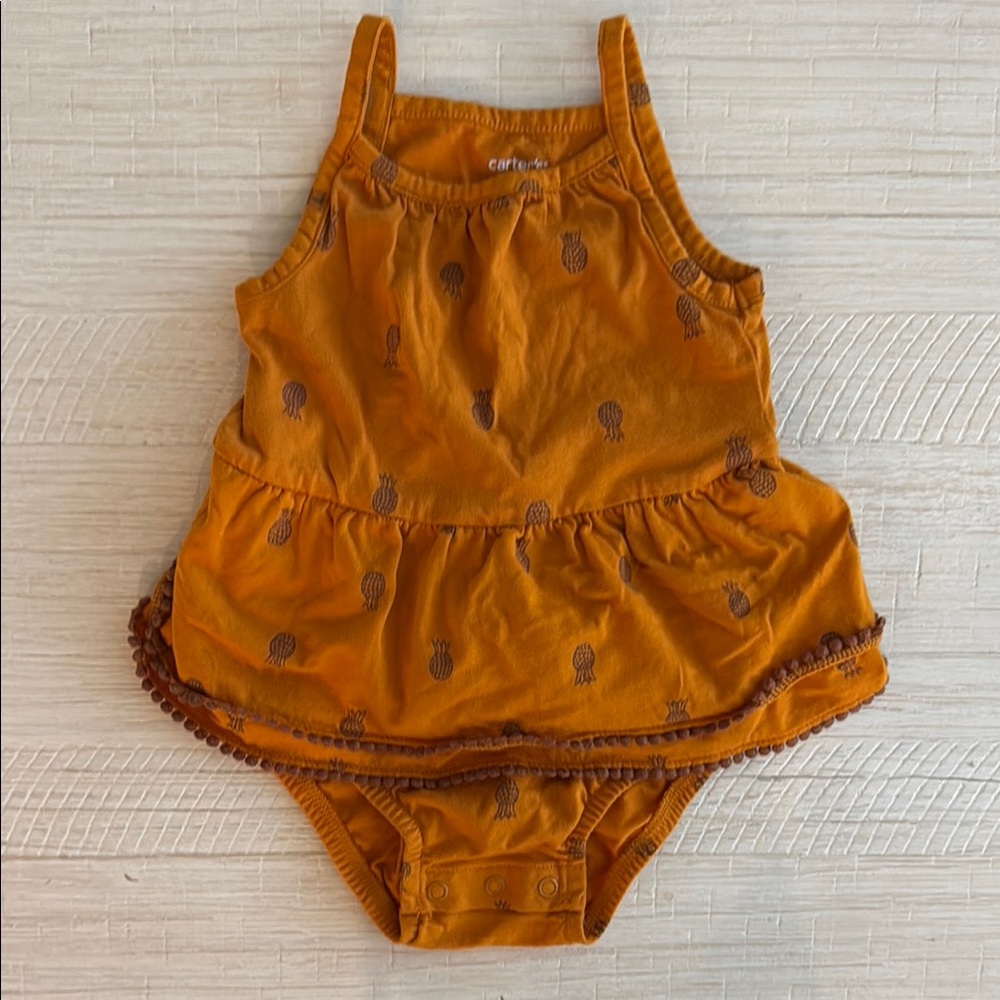 Carter's Orange Pineapple Baby Romper Set size 12 months